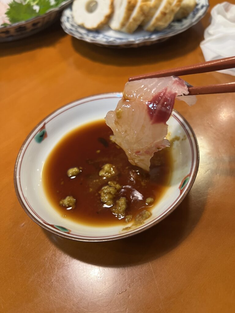 アオダイの刺身油あり